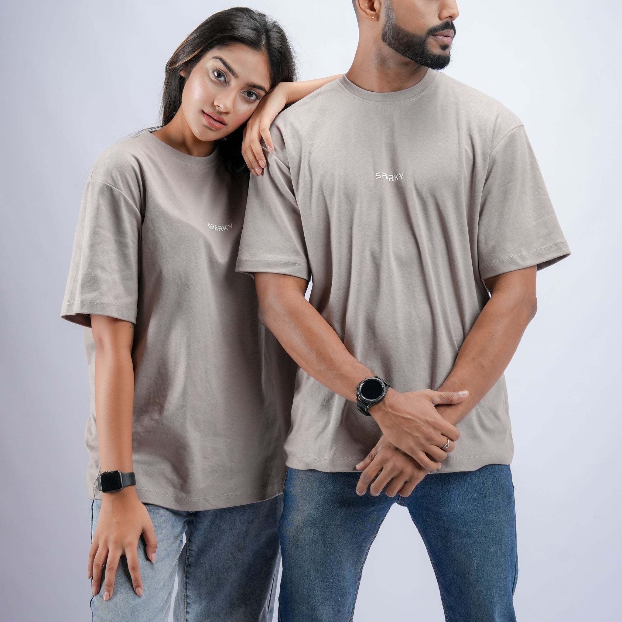 Grayish Brown Unisex Ovesized Plain T-Shirt