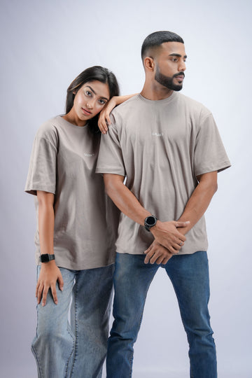 Grayish Brown Unisex Ovesized Plain T-Shirt