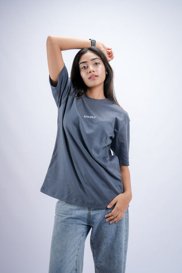 Slate Gray Unisex Ovesized Plain T-Shirt