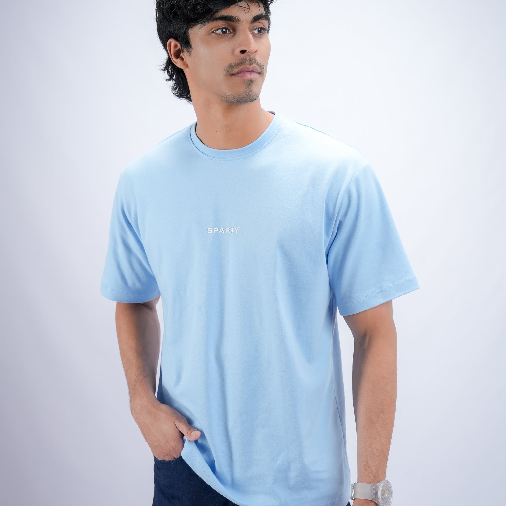 Sky Blue Unisex Ovesized Plain T-Shirt