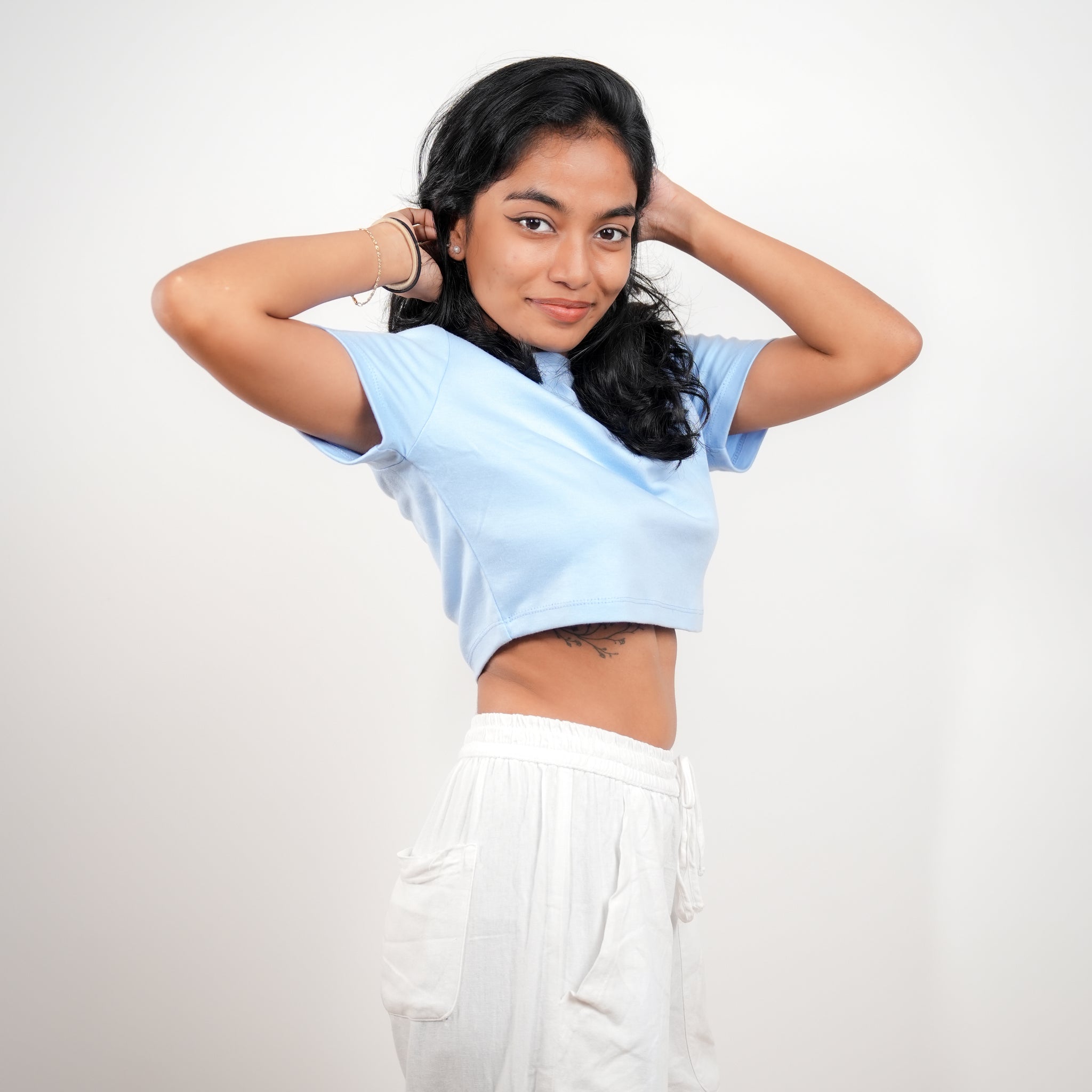 Sky Blue High Neck Crop Top